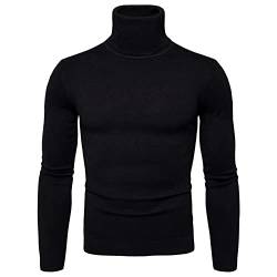 Kashyke Herren Rollkragenpullover,Schwarz Weiß Grau Braun Blau Beiger Strickpullover Baumwolle Pullover Slim Fit Winter Warm Wolle Rollkragenpulli Grob Langarm 3Xl Herren Rollkragen Pullover von Kashyke