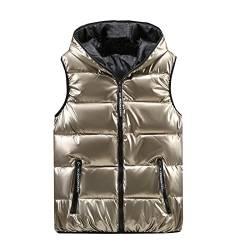 Kashyke Steppweste Damen Übergröße 3XL 4XL 5XL 6XL Glänzend Ärmellose Steppjacke Einfarbige Weste mit Reißverschlusstasche Outdoor Westen Unisex Sportweste Warm Steppmantel Daunenweste Glänzend von Kashyke