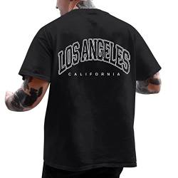 Oversized Tshirt Herren Backprint T Shirt Oversize Männer Y2k Lila Schwarz Weiß Blau Coole Mode Gym Oberteil T-Shirts für Herren mit Druck Shirt Sommer Kurzarm T Shirts Streetwear T-Shirt L XL XXL 3XL von Kashyke