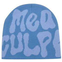 Y2k Beanie Mütze Herren Damen Teenager Y2k Cap Winter Knit Skater Beanie Mütze Hip Hop Strickmützen Baumwolle Spider MEA Culpa Printed Y2k Beanie Cap Hat Pink Harajuku Fashion von Kashyke