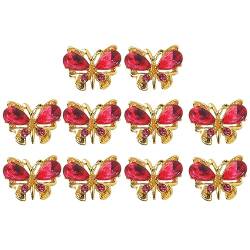 Kasituny 10 Teile/satz Nagel Dekor Dekorative Schöne Bunte Strass Schmetterlinge Nail art Ornament Rosenrot von Kasituny