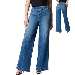 Kasmole Elastische Jeans mit hoher Taille | Pull-On Neuheit Stretchy Damen Jeans mit hoher Elastizität | Alltags-Freizeithose für Mädchen für Zuhause, Arbeit, Urlaub, Dating, Party, Strand von Kasmole