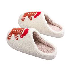 Lebkuchenmann-Hausschuhe für Damen, Rutschfester Urlaubs-Slipper, Weihnachtshausschuhe, Fleece-Außenhausschuhe, Hausschuhe zum Spazierengehen, Einkaufen Kasmole von Kasmole