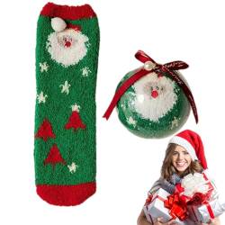Weihnachtliche Fuzzy-Socken | Lässige flauschige Weihnachtssocken | Wintersocken, Thermosocken zum Schlafen im Innenbereich, für Damen und Mädchen, Weihnachtsgeschenke Kasmole von Kasmole