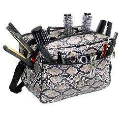 Kassaki Pro Friseur-Werkzeugtasche zum Tragen von Haar-Ausrüstung, Salon-Aufbewahrung, Reisetasche (grauer Schlangen-Look) von Kassaki