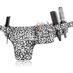 Werkzeug-Gürteltasche für Friseure (silberfarbener Leopardenmuster) von Kassaki