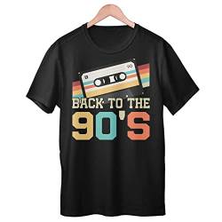 Back to The 90s - Neunziger Retro Kassette - 90er Jahre Mottoparty Outfit T-Shirt (as3, Alpha, l, Regular, Regular, Schwarz) von Kassettenkind