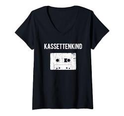 Damen 90er 80er Jahre Kassette Oldschool Kassettenkind Retro T-Shirt mit V-Ausschnitt von Kassettenkind