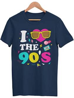 I Love The 90s - Neunziger Motto Party Outfit - 90er Jahre Mottoparty Kostüm T-Shirt (as3, Alpha, 4X_l, Regular, Regular, 2 Marineblau) von Kassettenkind