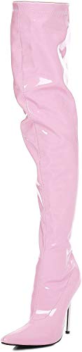 Overknee High Heels mit Chrom Absatz schwarz,rot, pink, weiß (39, Pink) von Kassiopeya