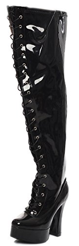 Plateau Overknee High Heels schwarz sehr weiter Schaft Gr 37-46 XXL (40) von Kassiopeya