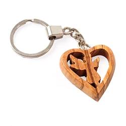 Kassis Geschenkartikel Olivenholz Schlüsselanhänger Glücksbringer Herz Geschenk zu mehreren Anlässen (1 Stück Schutzengel) von Kassis Geschenkartikel