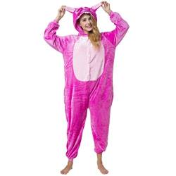 Stitch Kostüm Engel rosa S (145-155cm), Jumpsuit, Onesie, Karnevals-Kostüm, Verkleidung zum Fasching, Schlafanzug, Hausanzug, Jogginganzug, Cosplay, Tierkostüm für Erwachsene von Katara