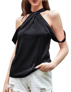Damen Elegant Schulterfreies Cocktail Vest Shirt Sommer Lässige Weste Sexy Neckholder Tops Schwarz XL von Kate Kasin