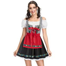 Dirndl für Oktoberfest Kostüme Trachtenmoden für Bayerischen Karneval Damen Dirndl Kleid Dirndlkleid Trachtenkleid Vintage Kleid KKH02092-3_00L von Kate Kasin