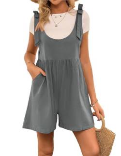 Kate Kasin Damen Ärmellose Sommer Tank Top Einteiler Overall Hosenanzug Romper Weites Bein Playsuit Grau Blau S von Kate Kasin