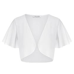 Kate Kasin Damen Chiffon Strickjacke Festliche Bolero Elegant Party Kurzarm Shrug von Kate Kasin