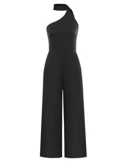 Kate Kasin Damen Festlich Kurz Geschnittener Ärmelloser Overall Eleganter Neckholder Overall mit Bandverzierung Schwarz XL von Kate Kasin