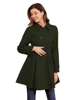 Kate Kasin Modischer Damenmantel Für Den Trendigen Winterstil Farbe Armeegrün XL von Kate Kasin