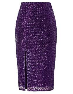 Kate Kasin Rock Bodycon Midi Pailletten Skirt Female Maxirock Einfarbiger Farbe:RotL von Kate Kasin