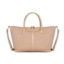 Kate Lee Damen, Beige Julya Tasche, perforiertes Leder von Kate Lee