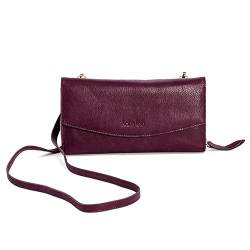 Kate Lee Damen Bordeaux Avec Intérieur Portefeuille Sac À Bandoulière en Cuir NLIYANE Umhängetasche mit Innen Brieftasche Schultertasche Leder Kartenhalter Schultertragegurt Zwei Lederriemen und Kette von Kate Lee