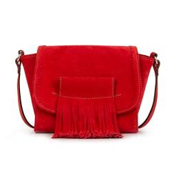 Kate Lee Damen Tasche aus Leder, mit Schulterriemen, Mini Fleya V, Rot Ledertasche von Kate Lee