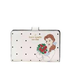 Kate Spade New York Disney X Die Schöne und das Biest Medium Compact Bifold Wallet, Cremefarben, Kompakte, faltbare Brieftasche von Kate Spade New York