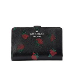 Kate Spade New York Madison Rose Toss Geldbörse, mittelgroß, kompakt, mit Blumenmuster, Schwarz / mehrfarbig, Schwarz Multi, Geldbörse von Kate Spade New York