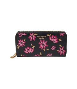 Kate Spade New York Morgan Winter Blooms Portemonnaie aus Saffiano-Leder, geprägt, mit umlaufendem Reißverschluss, Pink, mehrfarbig, Einheitsgröße, Pink multi, Einheitsgröße, Morgan Winter Blooms von Kate Spade New York