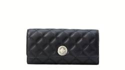 Kate Spade New York Natalia Lametta-Clutch, glatt, gesteppt, Leder, Schwarz, Schwarz, Dreifach gefaltet von Kate Spade New York