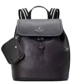 Kate Spade New York Rosie Damen Rucksack aus genarbtem Leder, mittlere Klappe, Schwarz von Kate Spade New York