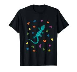 Klettern Gecko mit Boulder Griffen Boulderhalle Klettersport T-Shirt von Katelein