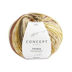 Katia 150g Concept Taika - Farbe: 105 - braun-senfgelb-bordeauxviolett - das perfekte Garn für winterwarme Kuschelsachen von Katia