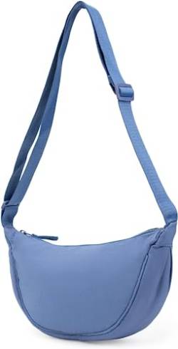 Katleay Damen Halbmond Crossbody Schultertasche, Canvas Crossbody Bag, Hobo Crossbody Bag, Einfarbige Tragbare Halbmond Tasche, Umhängetasche mit Verstellbarer Schultergurt, für Büro, Schule (Blau) von Katleay