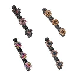 4Pcs Koreanischen Stil Doppel Schicht Mädchen Haarnadeln Elegante Blume Faux Perlen Dekor Bang Haar Clips Styling Werkzeug Haar Klemmen von Katolang