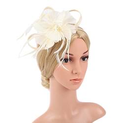 Damen Haarband, Fascinator Hüte Vintage Brautschleier Hochzeit Haarschmuck Feder Kopfschmuck Schleier Bankett Mesh Hut Fasching Haarklammer Haarreif für Cocktail Tea Party von Katutude