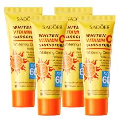 Gesichts-Sonnencreme LSF 60 4 Stück feuchtigkeitsspendende Sonnencreme Sonnenschutzmilch Sonnencreme für Gesicht und Körper Sonnenschutz Gesichtscreme Anti-UVA/UVB-Sonnenschutz leichte Textur von Katutude
