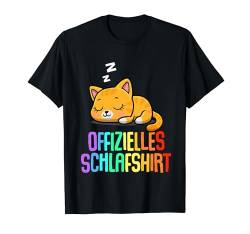 Offizielles Schlafshirt Pyjama Katze Kätzchen Kater Geschenk T-Shirt von Katzen Kater Geschenkidee Langschläfer Nachthemd