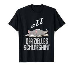 Offizielles Schlafshirt Pyjama Katze Kätzchen Kater Geschenk T-Shirt von Katzen Kater Geschenkidee Langschläfer Nachthemd