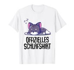 Offizielles Schlafshirt Pyjama Katze Kätzchen Kater Geschenk T-Shirt von Katzen Kater Geschenkidee Langschläfer Nachthemd