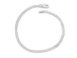 Damen-Armband Panzerarmband 925 Sterling Silber rhodiniert 3mm breit Länge wählbar 16,5 17 18 18,5 19 19,5 20 21 22cm Panzerkette anlaufgeschützt Armkette (20) von Kauf-mich-weg