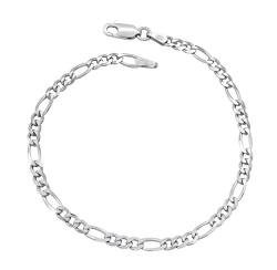 Figaro Armband 925 Sterling Silber rhodiniert 3,5mm breit Länge wählbar 16 16,5 17 17,5 18 18,5 19 19,5 20 20,5 21 21,5 22 cm Figarokette Silberkette Armkette Armkettchen anlaufgeschützt (19,5) von Kauf-mich-weg