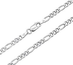 Figarokette 925 Sterling Silber rhodiniert 3,5mm breit Länge wählbar 45 50 55 60 cm Silberkette Halskette Kette anlaufgeschützt (60) von Kauf-mich-weg