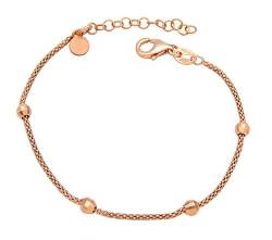 Kauf-mich-weg Armband Himbeerkette 925 Sterling Silber rosé vergoldet mit facettierten Kugeln 2,9/1,3mm breit Länge verstellbar 16-20 cm Armkette Armkettchen Rosegold Damen von Kauf-mich-weg