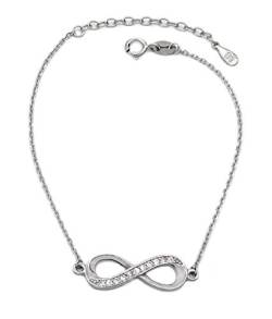 Kauf-mich-weg Armband Infinity 925 Sterling Silber rhodiniert 11 Zirkonia 19cm lang Eternity Unendlich Silberkette Silberarmband Armkette Armkettchen Damen von Kauf-mich-weg