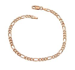 Kauf-mich-weg Damen Armband Figaro-Armband 925 Sterling Silber rose vergoldet 3,5mm breit Länge wählbar 17 18 19 20 cm Figarokette Armkettchen rosé Armkette (17) von Kauf-mich-weg