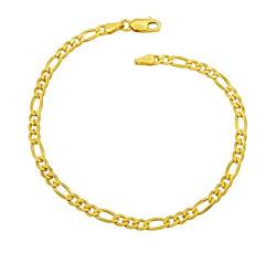 Kauf-mich-weg Damen Armband Figaro-Armband 925 Sterling Silber vergoldet 3,5mm breit Länge wählbar 17 18 18,5 19 20 20,5 21 cm Figarokette Gold Armkettchen Armkette (17) von Kauf-mich-weg