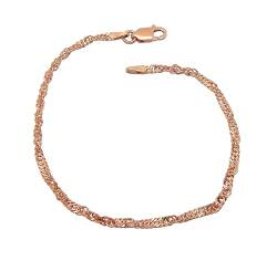 Kauf-mich-weg Singapur Armband 925 Sterling Silber rose vergoldet 2,4mm breit Länge wählbar 18 19 20 cm Singapurkette Silberkette Armkette Armkettchen Rosé (20) von Kauf-mich-weg