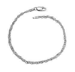 Singapur Armband 925 Sterling Silber rhodiniert 2,4mm breit Länge wählbar 18 19 20 cm Singapurkette Silberkette Armkette Armkettchen anlaufgeschützt (18) von Kauf-mich-weg